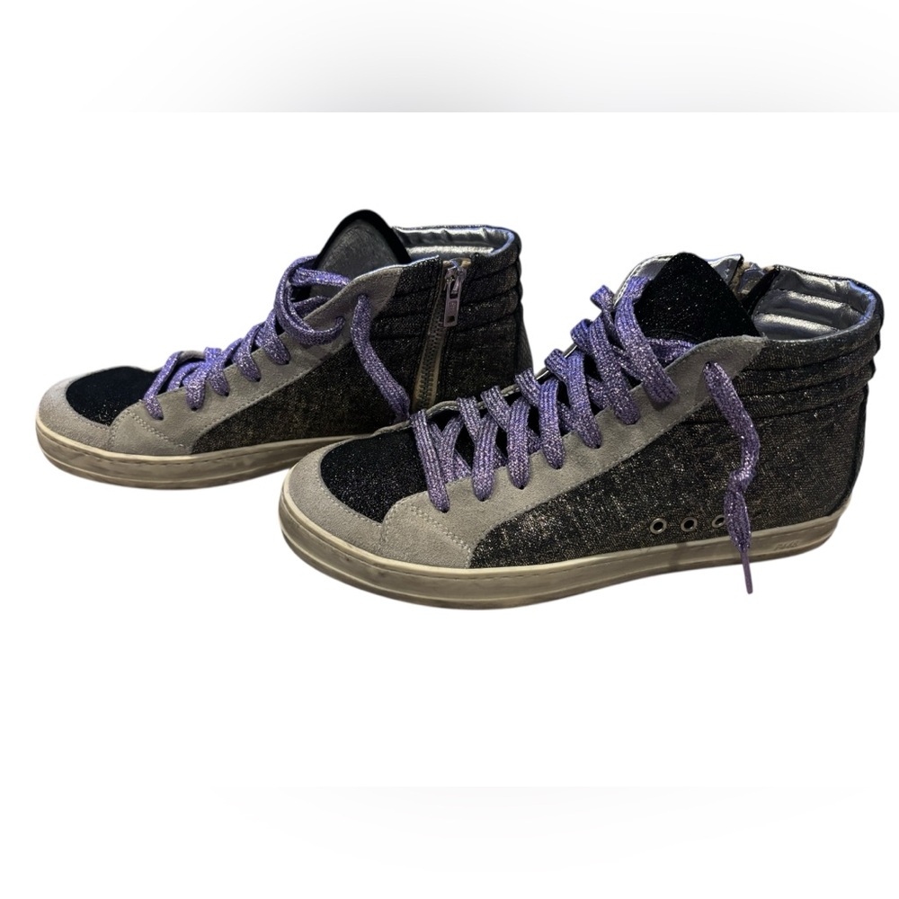 P448 Women's High-Top Sneakers‎ Size 39 with Glitter and Suede Details